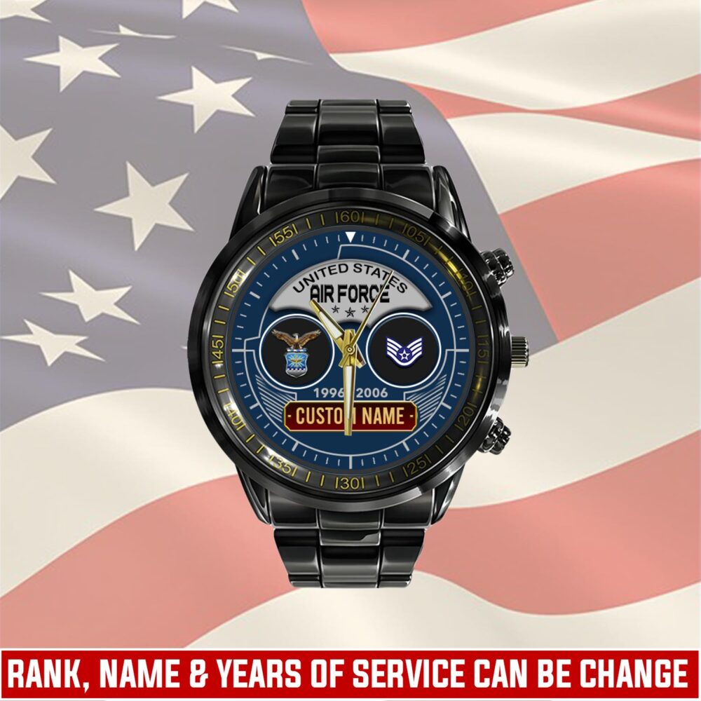 US Air Force, American By Birth, Veteran By Choice - Black Stainless Steel Watch