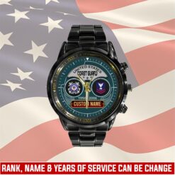 US Coast Guard, Remember - Honor - Respect - Black Stainless Steel Watch
