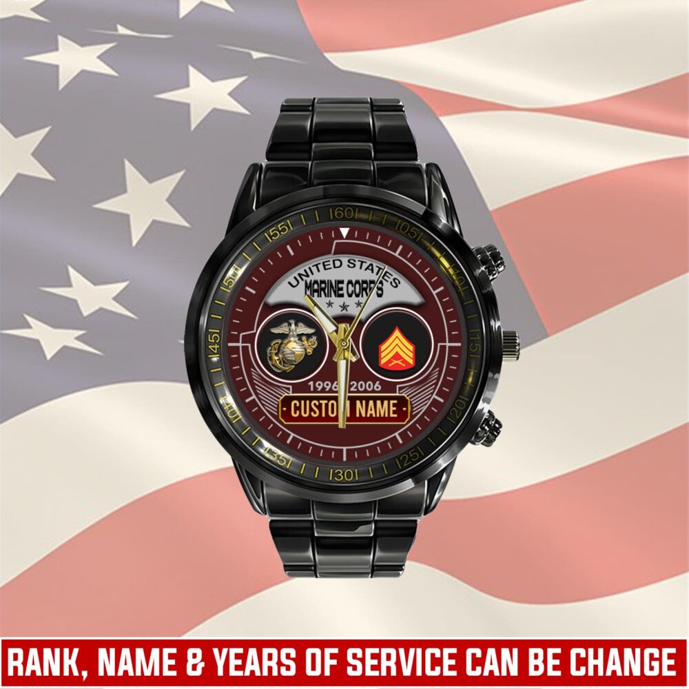US Marine Corps, Freedom Isn't Free - Black Stainless Steel Watch