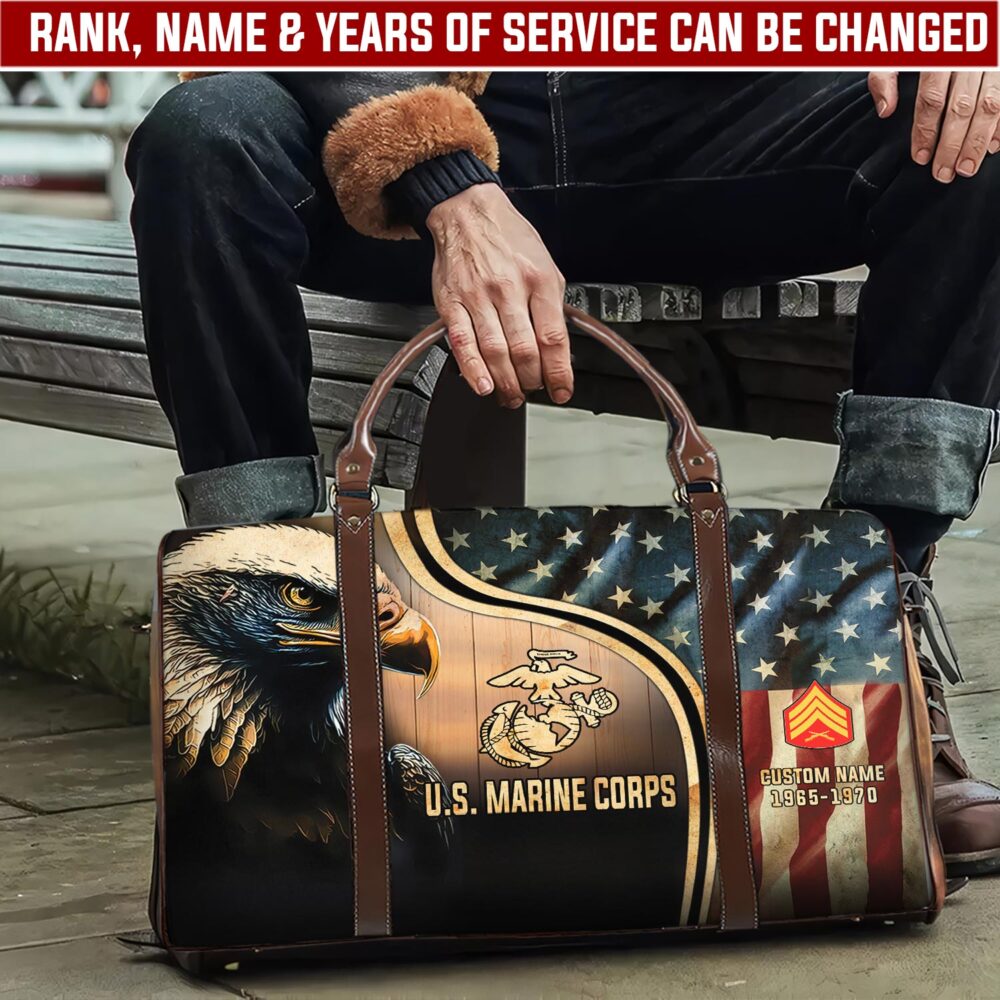 US Marine Corps, Land Of The Free, Because Of The Brave - Travel Bag - Size S: 18 x 8.6 x 10.2 inches