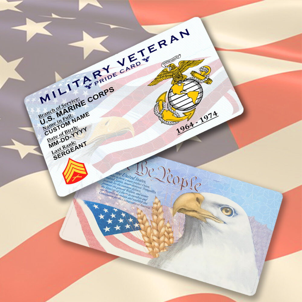 US Marine Corps, Honor, Duty, Service - Printed Metal Card - Image 2