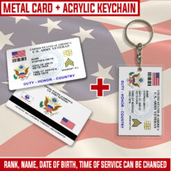 US Army Combo Printed Metal Card + Acrylic Keychain