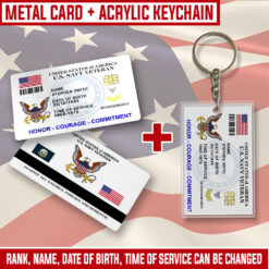 US Navy Combo Printed Metal Card + Acrylic Keychain
