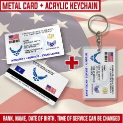 US Air Force Combo Printed Metal Card + Acrylic Keychain
