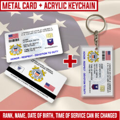 US Coast Guard Combo Printed Metal Card + Acrylic Keychain