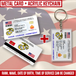 US Marine Corps Combo Printed Metal Card + Acrylic Keychain