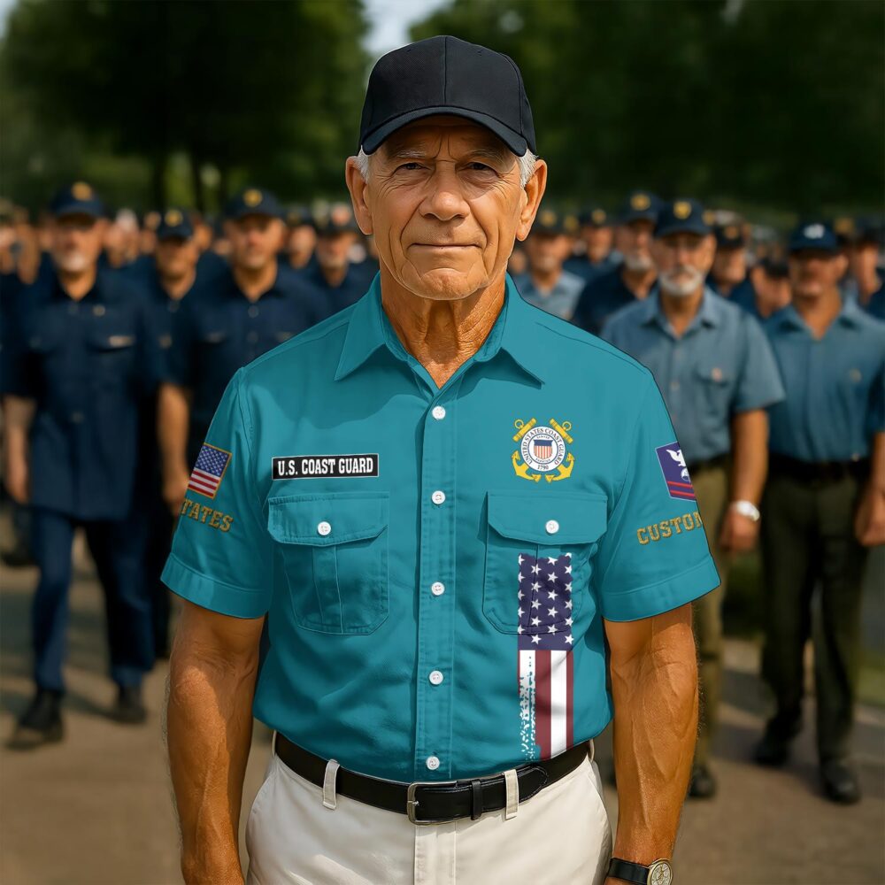 US Coast Guard, Proud Veteran - Cargo Shirt - Image 2