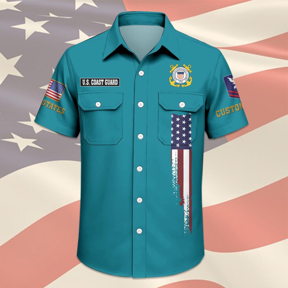 US Coast Guard, Proud Veteran - Cargo Shirt - Image 3
