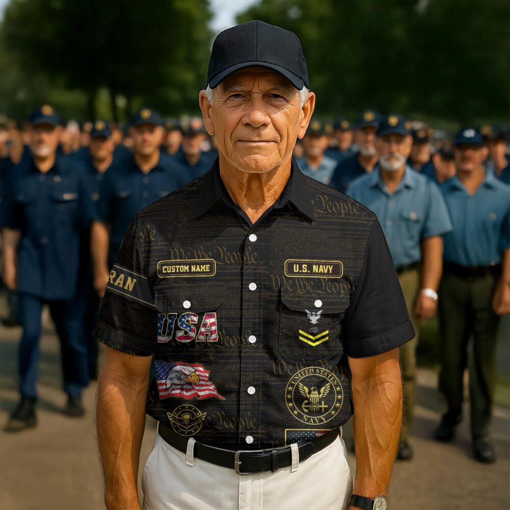 US Navy, Land Of The Free, Because Of The Brave - Cargo Shirt - Image 2
