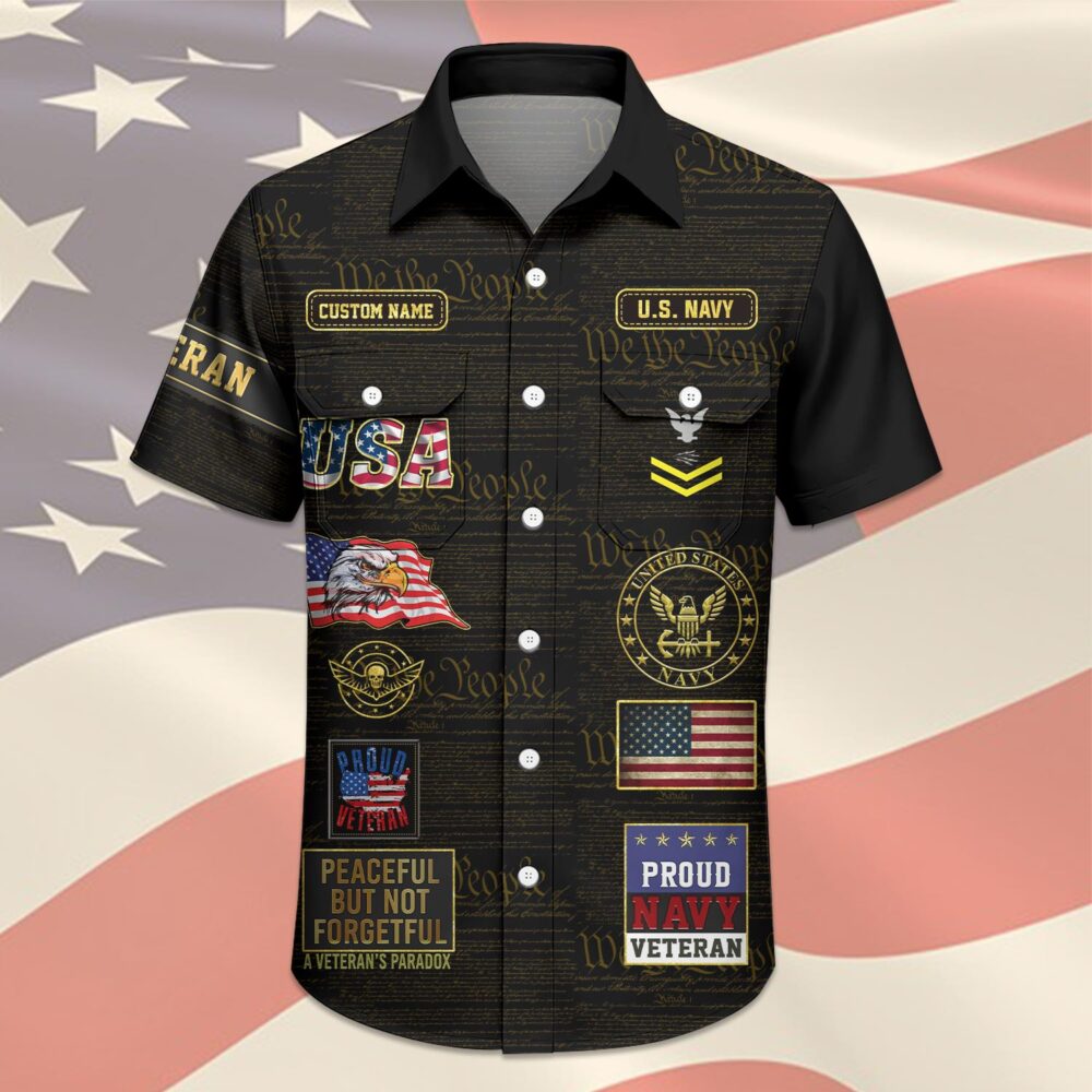 US Navy, Land Of The Free, Because Of The Brave - Cargo Shirt - Image 3