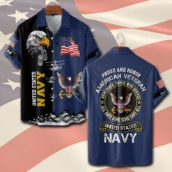 US Navy, Honor - Courage - Commitment - Short Sleeve Button Shirt