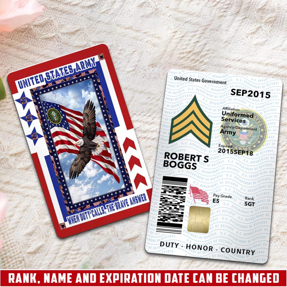 US Army, E 9 Army Command Sergeant Major - Printed Metal Card