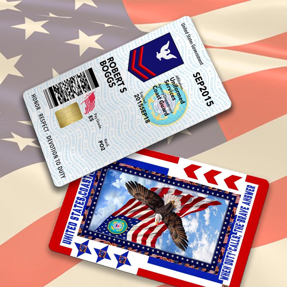 US Coast Guard, Honor, Duty, Service - Printed Metal Card - Image 2