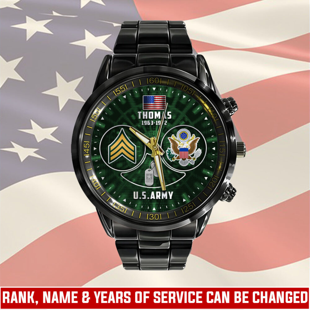 US Army, Freedom Over Fear - Black Stainless Steel Watch