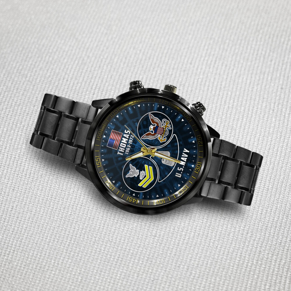 US Navy, E 5 Gold - Black Stainless Steel Watch - Image 2