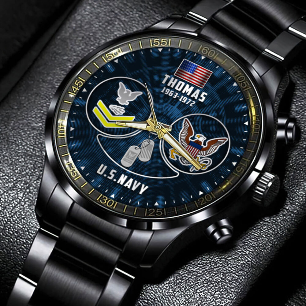US Navy, E 5 Gold - Black Stainless Steel Watch - Image 3