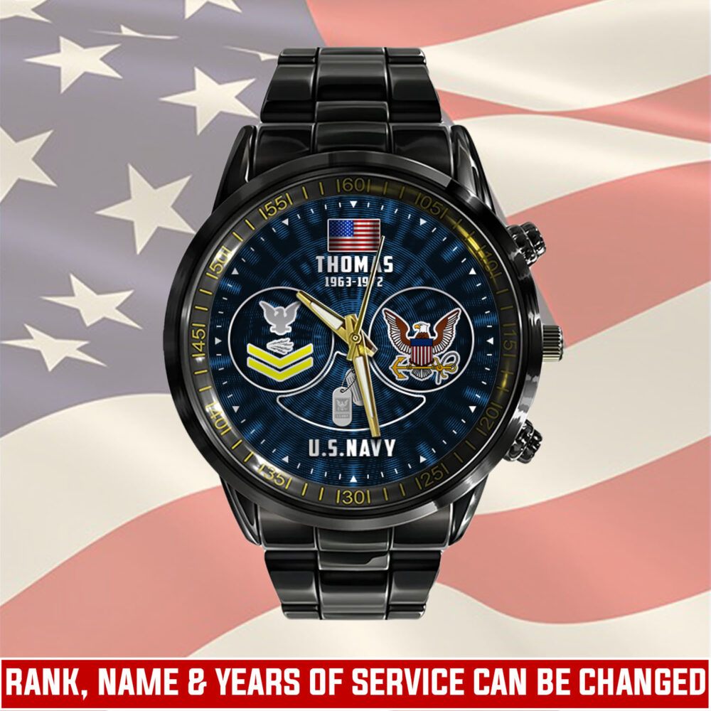 US Navy, E 5 Gold - Black Stainless Steel Watch