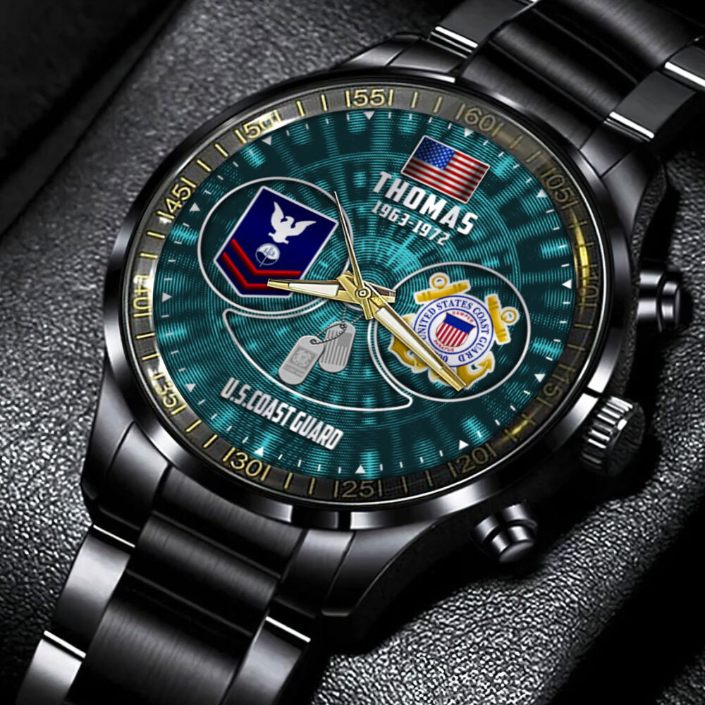 US Coast Guard, Always Ready - Black Stainless Steel Watch - Image 4