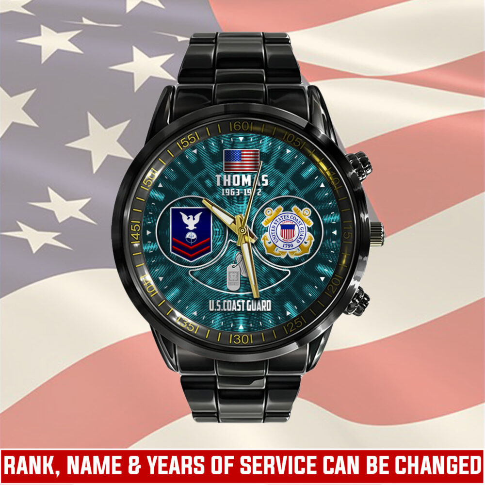 US Coast Guard, Always Ready - Black Stainless Steel Watch