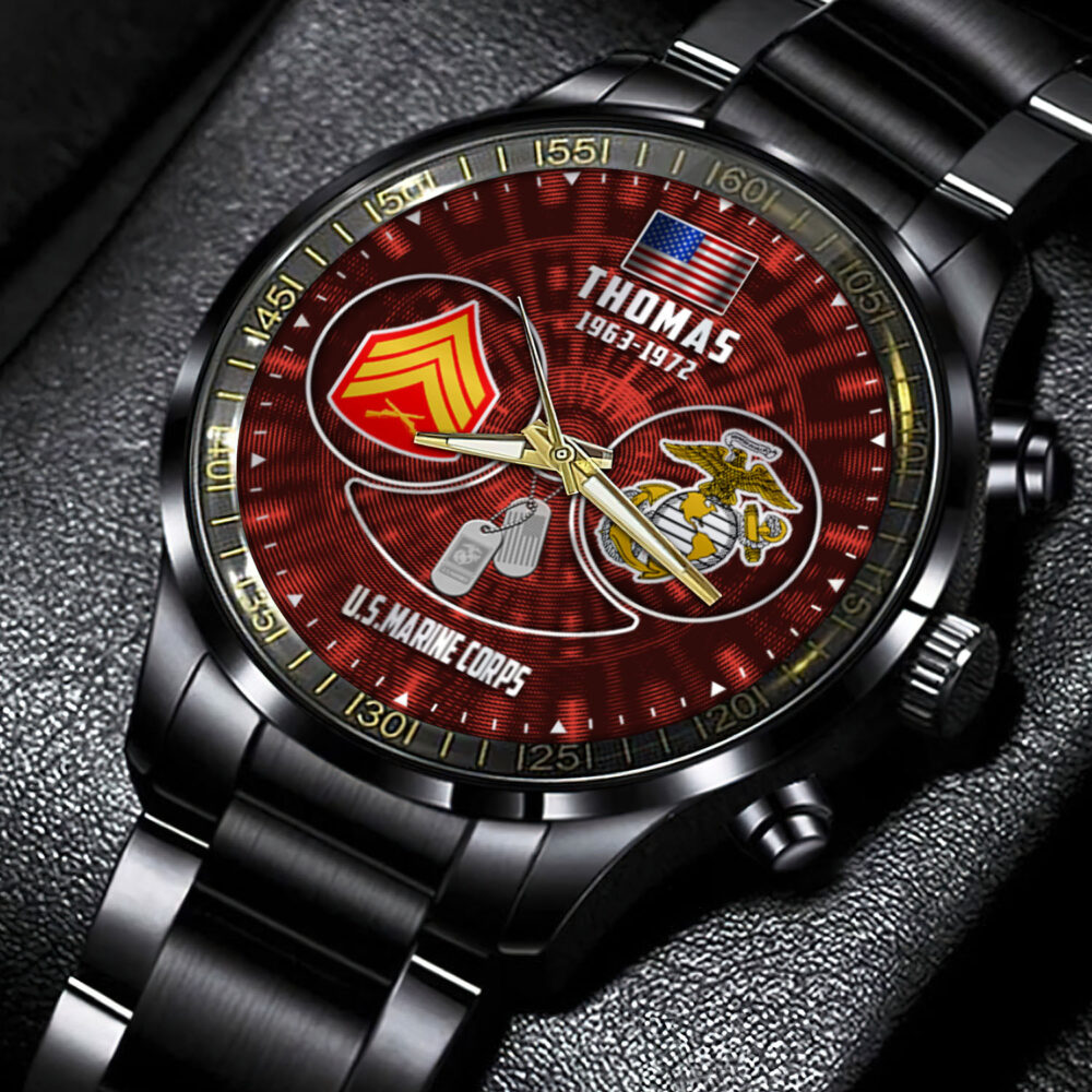 US Marine Corps, The Jarheads - Black Stainless Steel Watch - Image 4