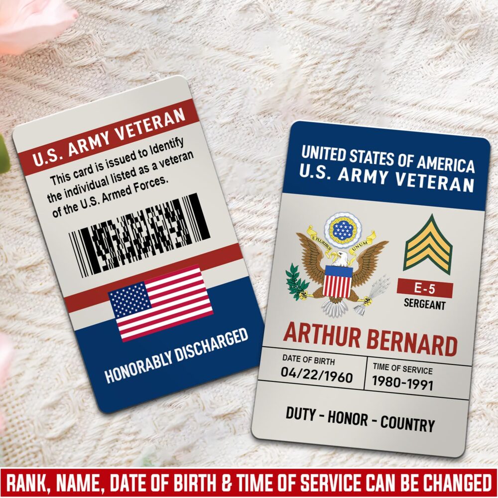 US Army, E 8 Army First Sergeant - Printed Metal Card