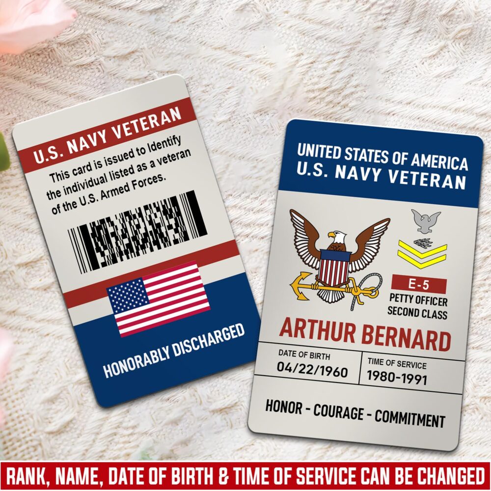 US Navy, E 3 Red - Printed Metal Card