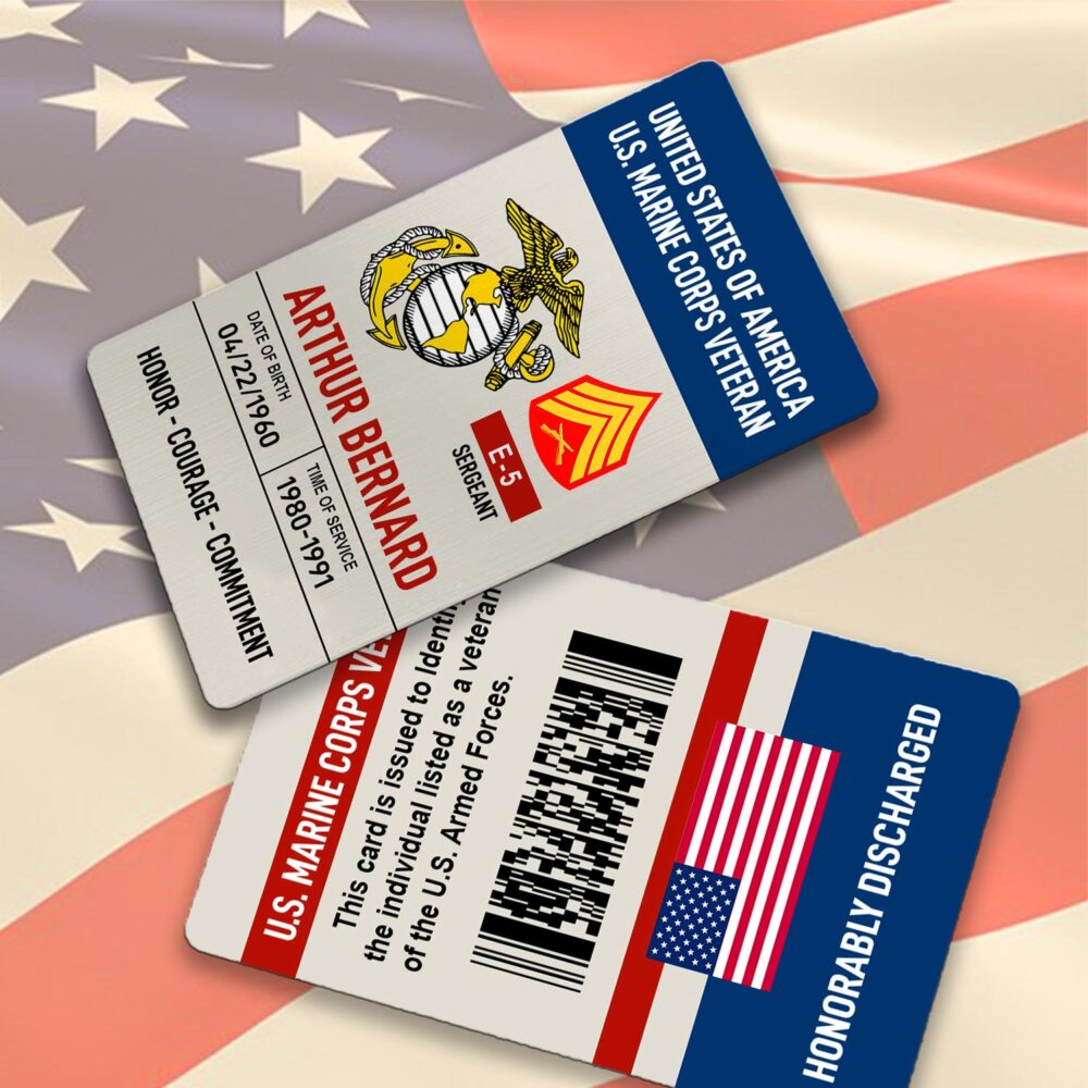US Marine Corps, E 7 Marines Gunnery Sergeant - Printed Metal Card - Image 2