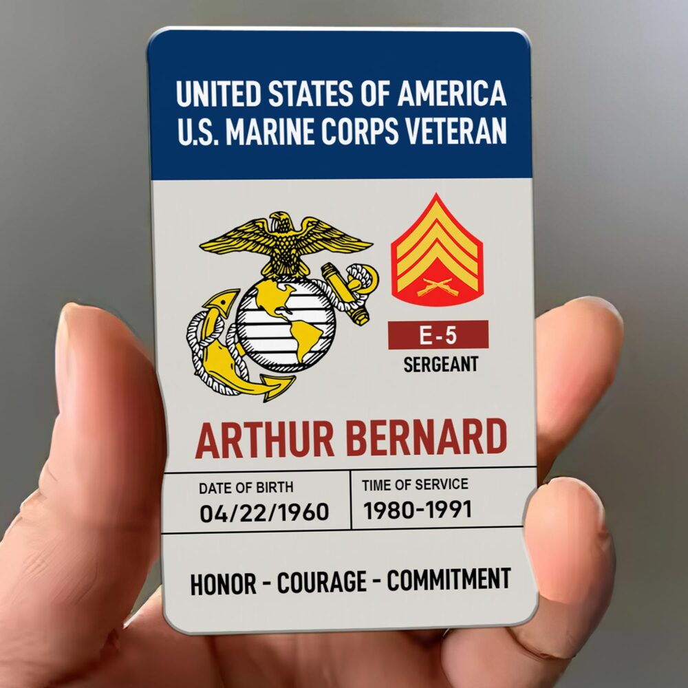 US Marine Corps, E 7 Marines Gunnery Sergeant - Printed Metal Card - Image 3