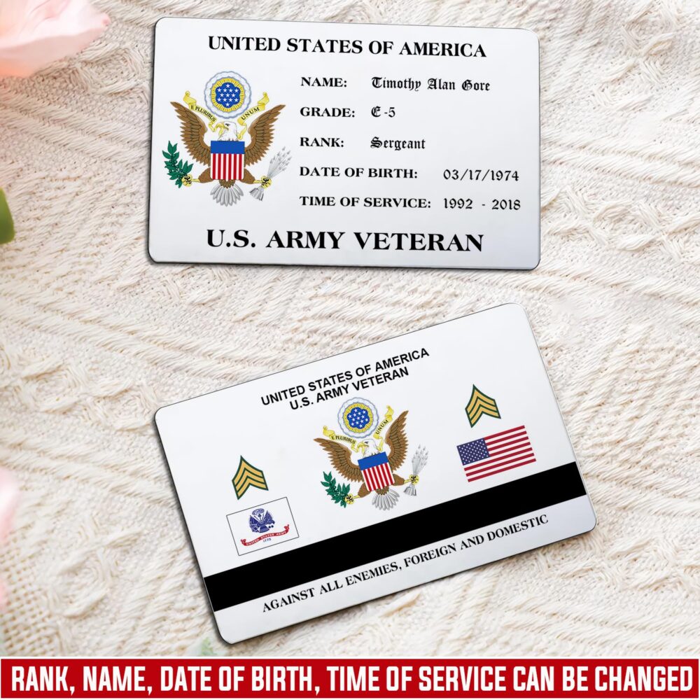 US Army, Remember - Honor - Respect - Printed Metal Card