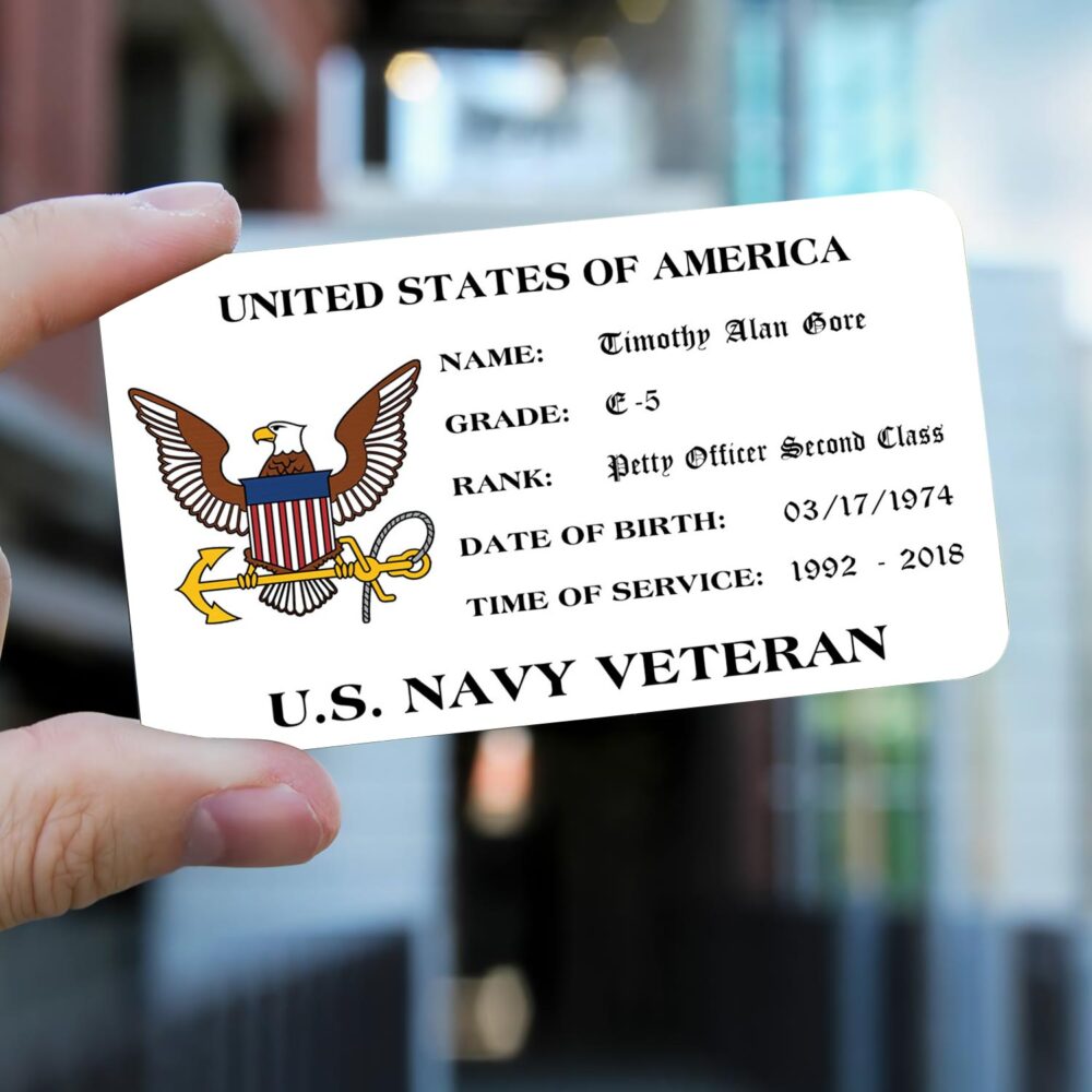 US Navy, Honor, Duty, Service - Printed Metal Card - Image 2