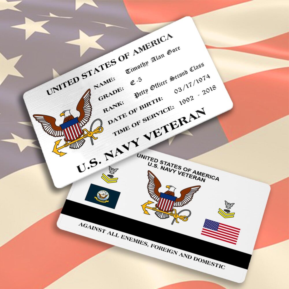 US Navy, Honor, Duty, Service - Printed Metal Card - Image 3