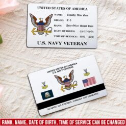 US Navy, Honor, Duty, Service - Printed Metal Card
