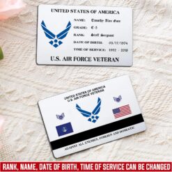 US Air Force , Duty, Honor, Country - Printed Metal Card