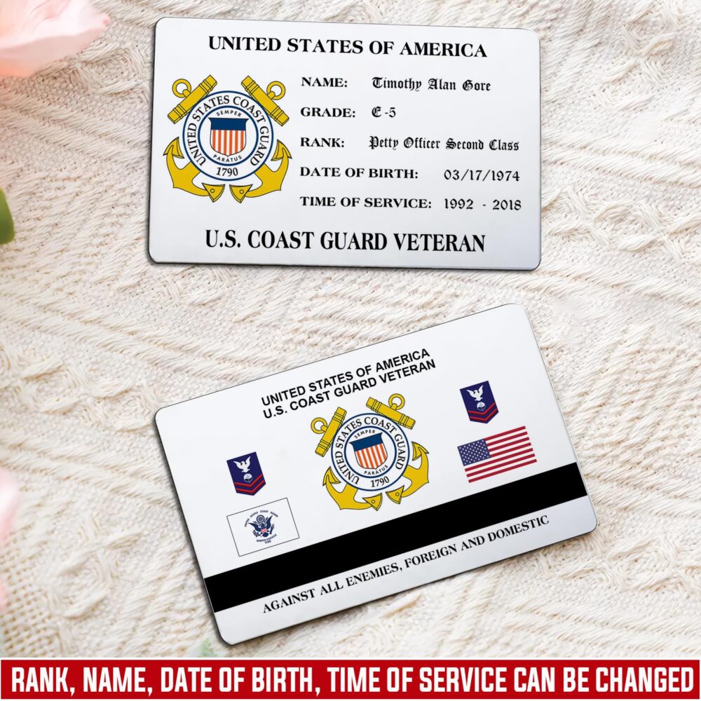 US Coast Guard, Honor The Fallen - Printed Metal Card