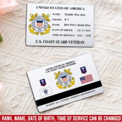 US Coast Guard, Honor The Fallen - Printed Metal Card