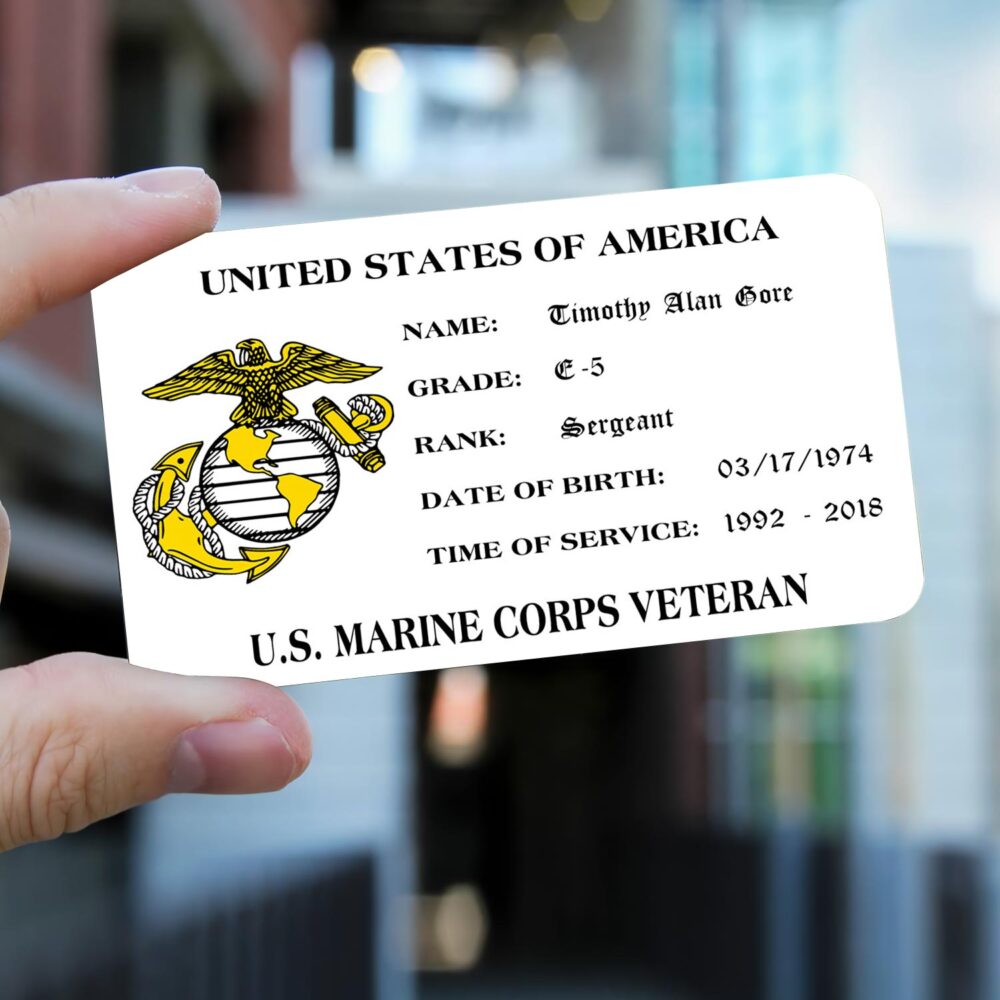US Marine Corps, E 8 Marines First Sergeant - Printed Metal Card - Image 2