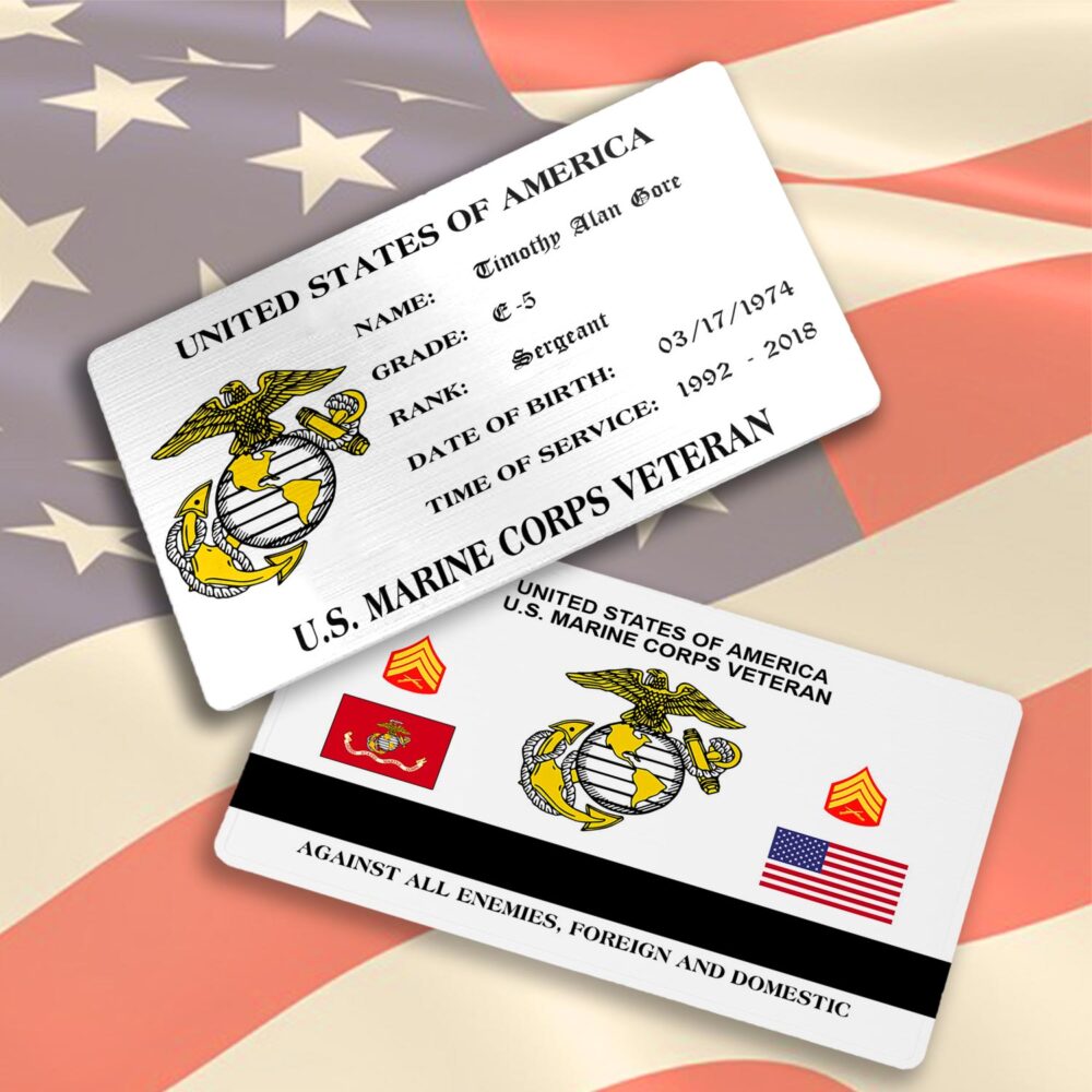US Marine Corps, E 8 Marines First Sergeant - Printed Metal Card - Image 3