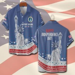 US Air Force , Land Of The Free, Because Of The Brave - Short Sleeve Button Shirt