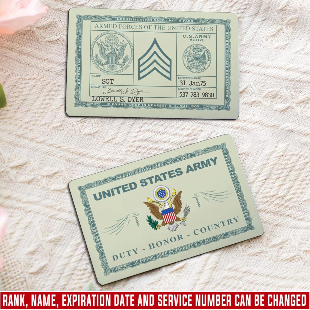 US Army, E 6 Army Specialist - Printed Metal Card