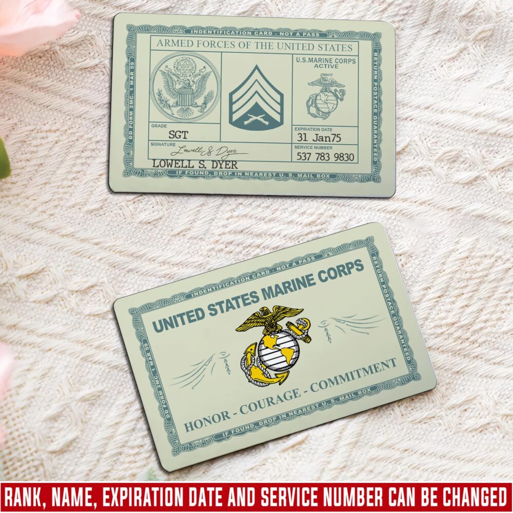 US Marine Corps, E 8 Marines Master Sergeant - Printed Metal Card