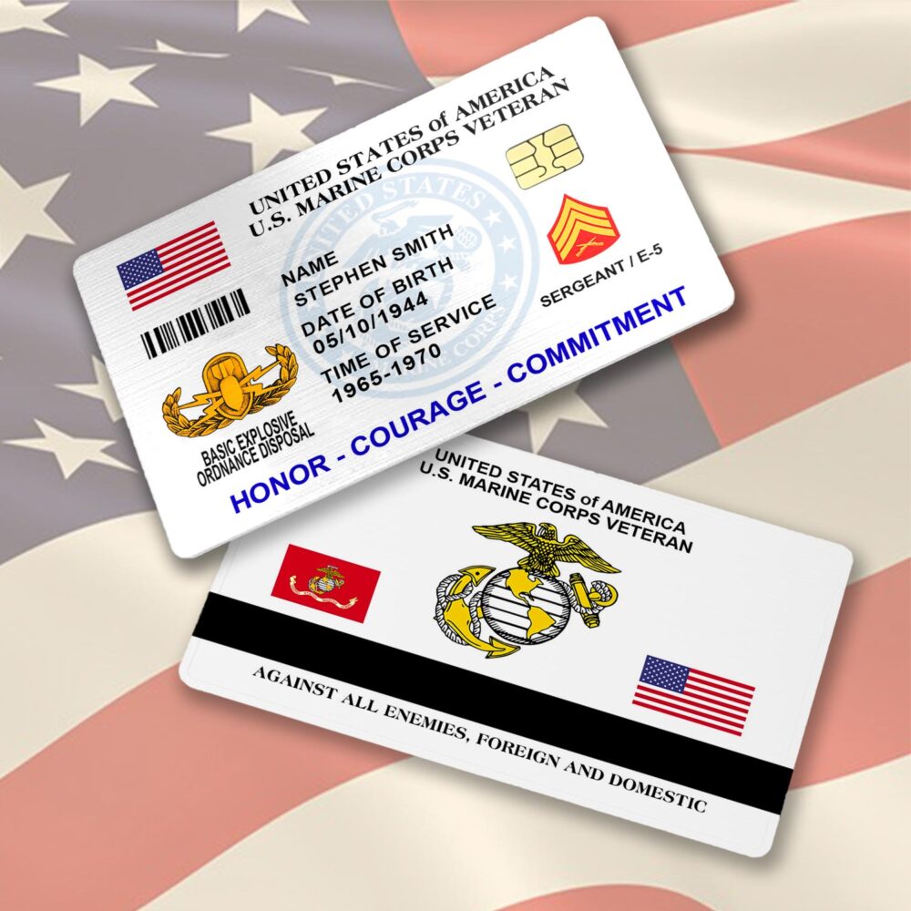 Marines Badge, O 3 Marines Captain - Printed Metal Card - Image 2