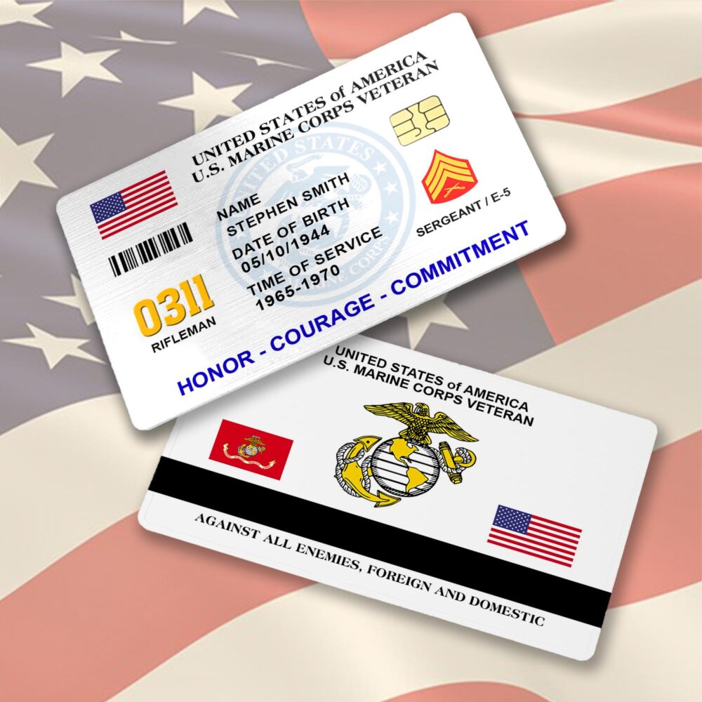 Marines MOS, American By Birth, Veteran By Choice - Printed Metal Card - Image 2