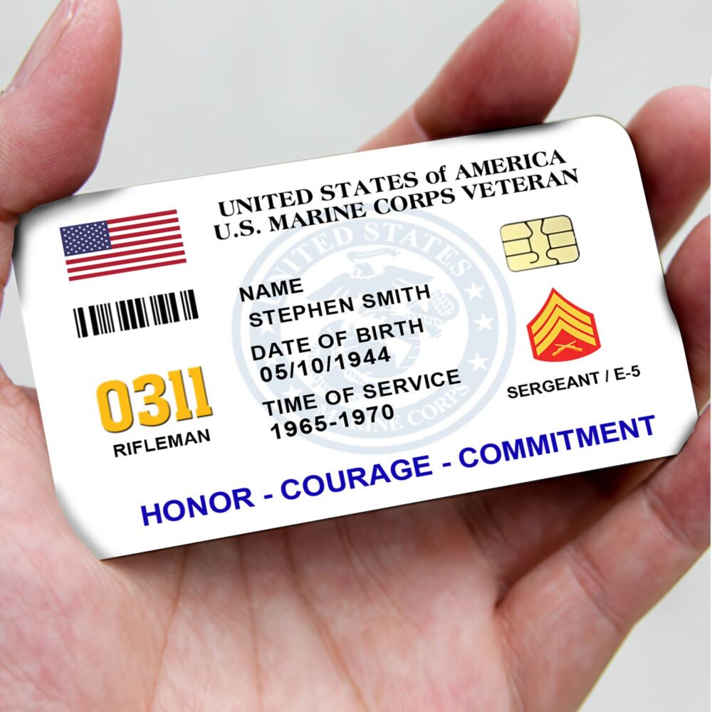 Marines MOS, American By Birth, Veteran By Choice - Printed Metal Card - Image 3