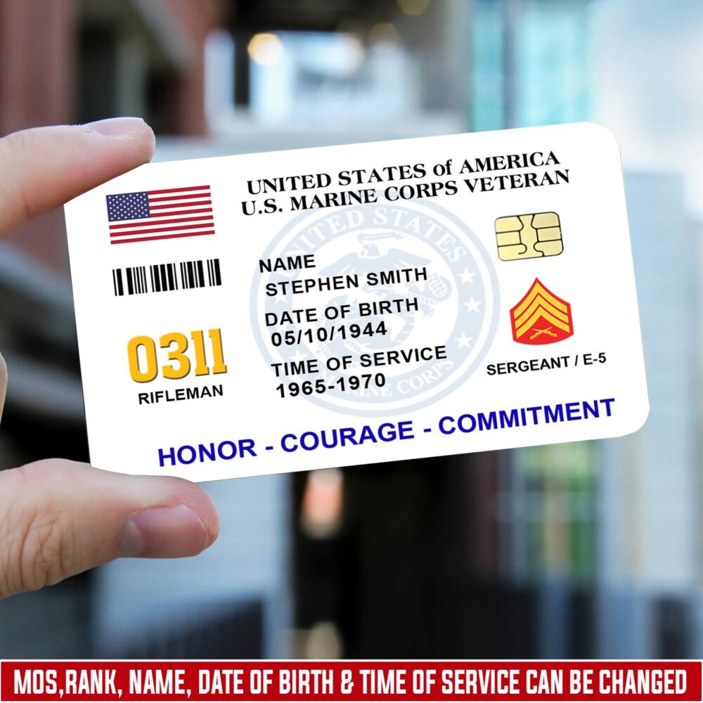 Marines MOS, American By Birth, Veteran By Choice - Printed Metal Card