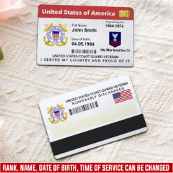 US Coast Guard, E 7 Gold - Printed Metal Card