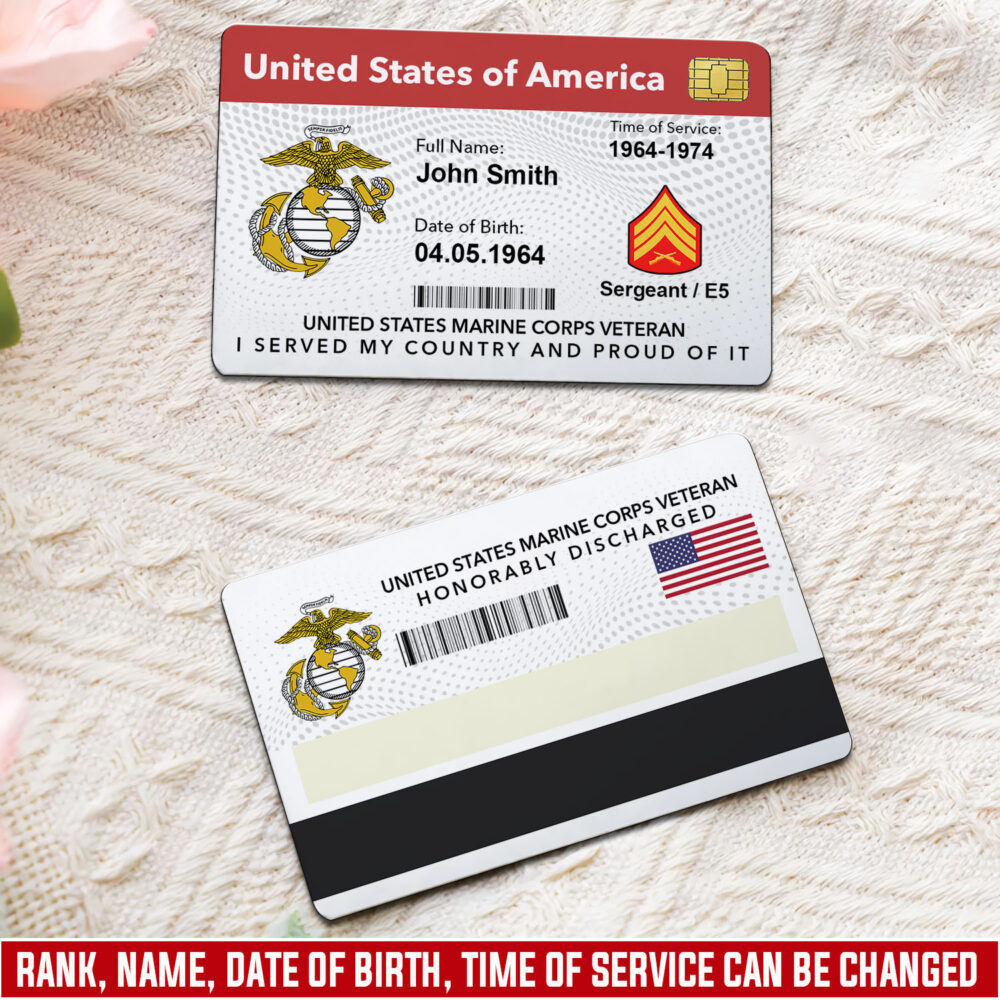 US Marine Corps, E 3 Marines Lance Corporal - Printed Metal Card