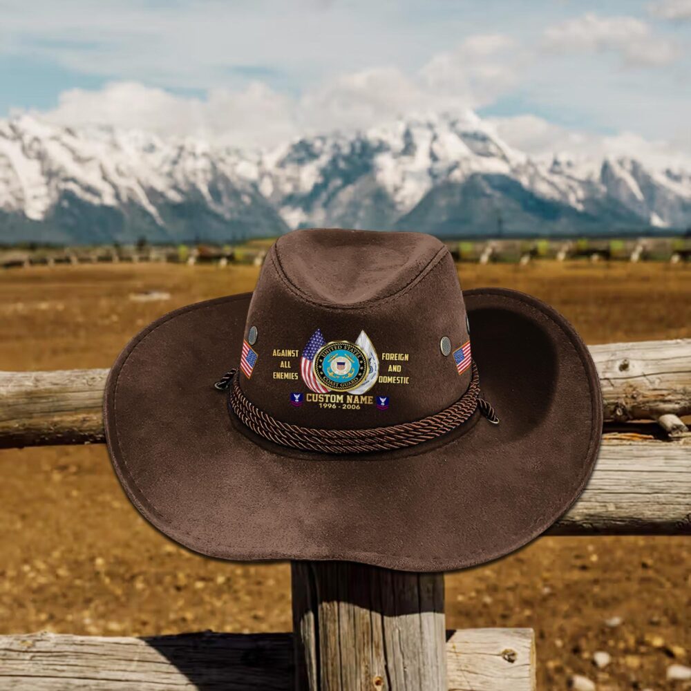 US Coast Guard, Proud Veteran - Cowboy Hat - Image 4