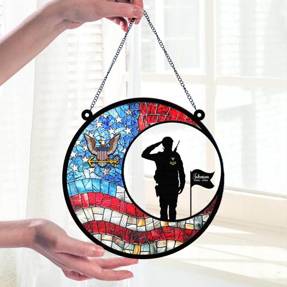 US Navy, E 4 Red - Suncatcher 8in - Image 2