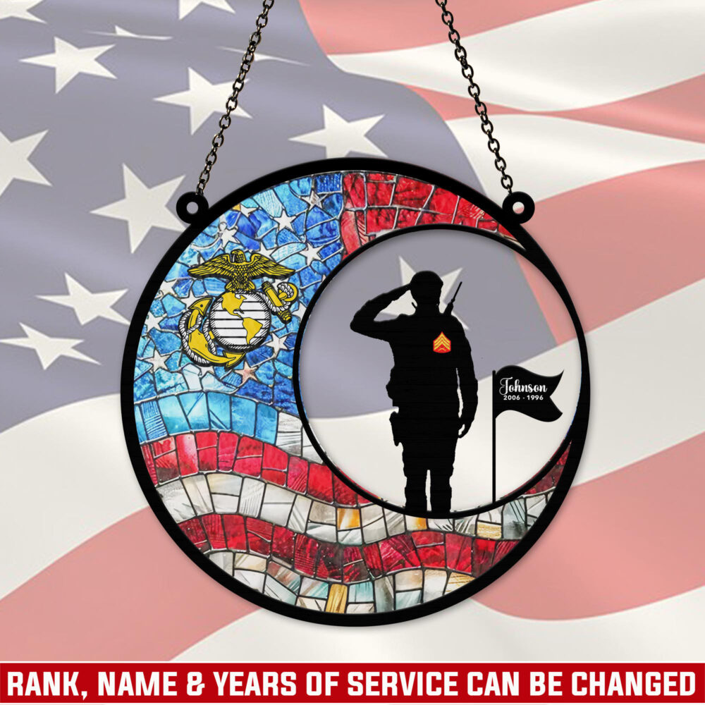 US Marine Corps, Honoring All Who Served - Suncatcher 8in