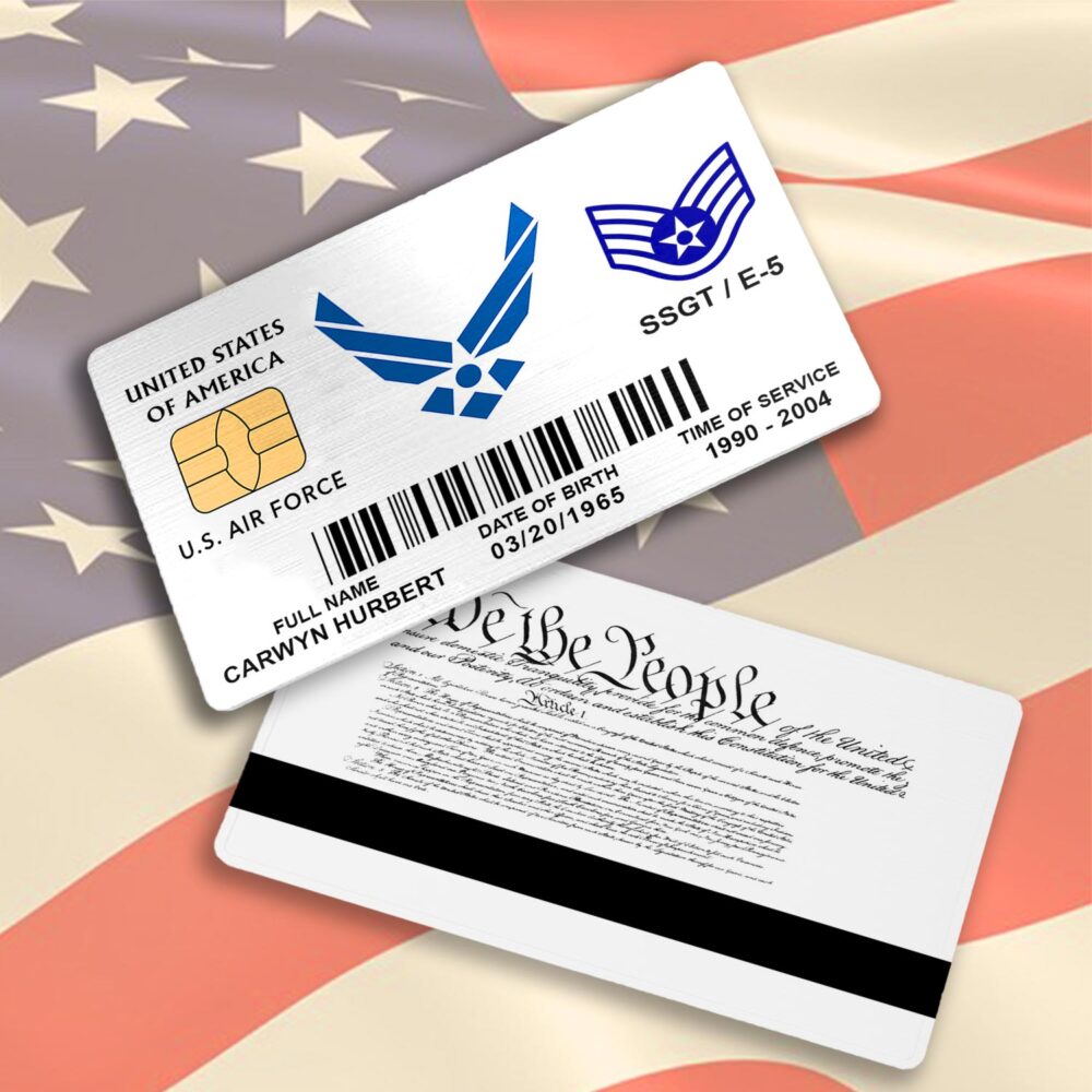 US Air Force , E 3 Air Force Airman First Class - Printed Metal Card - Image 3